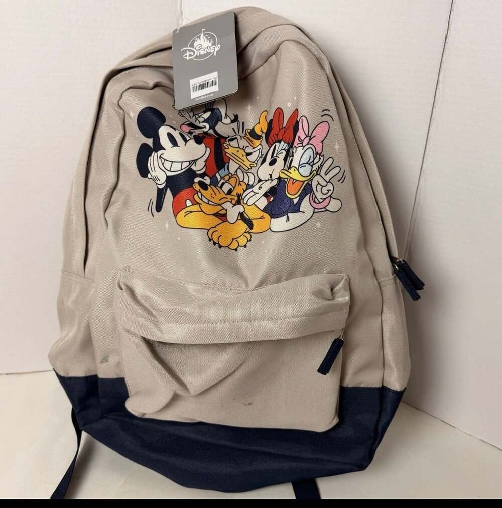 Disney Mickey And Friends Canvas Backpack Beige